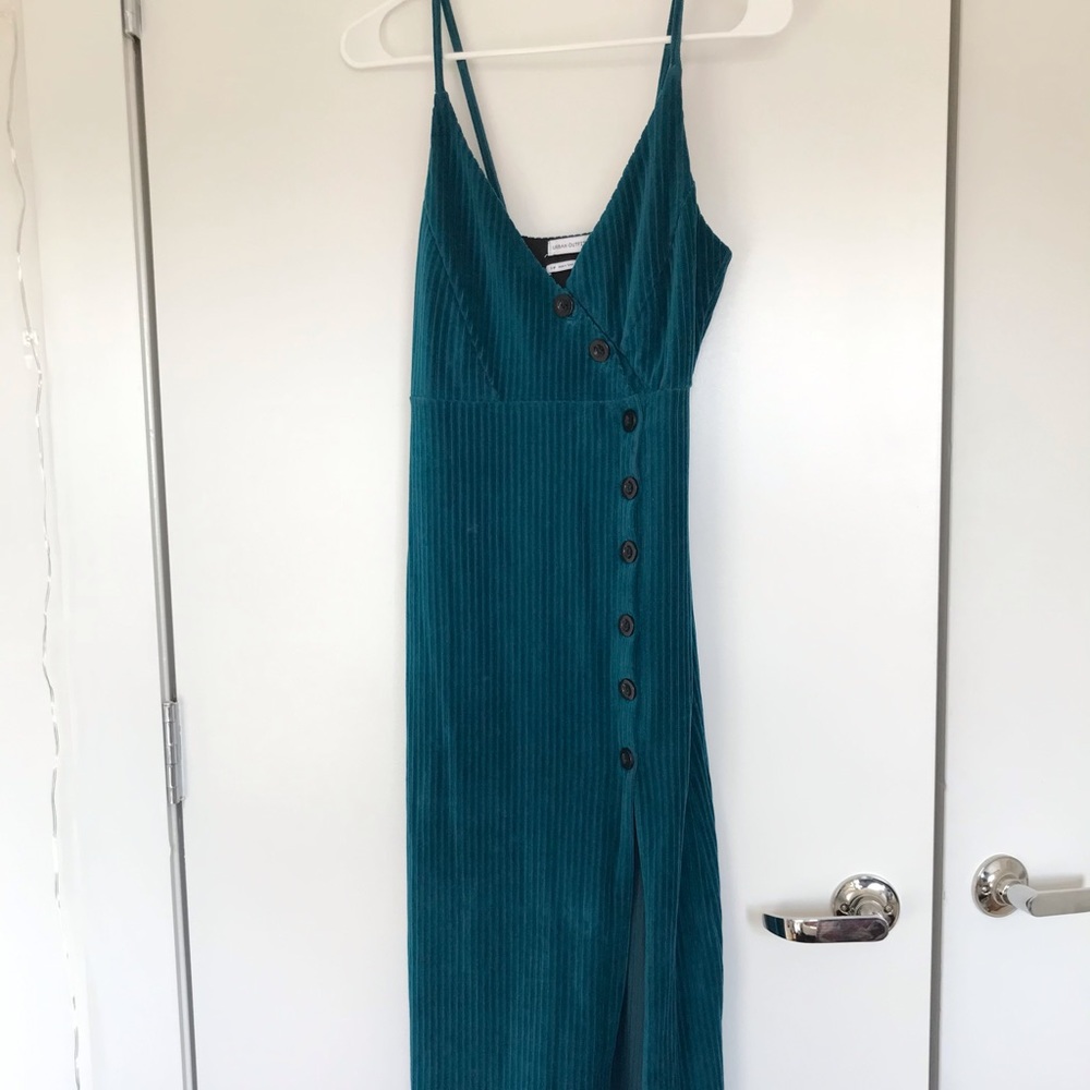 SOLD - UO Teal Corduroy Midi Dress